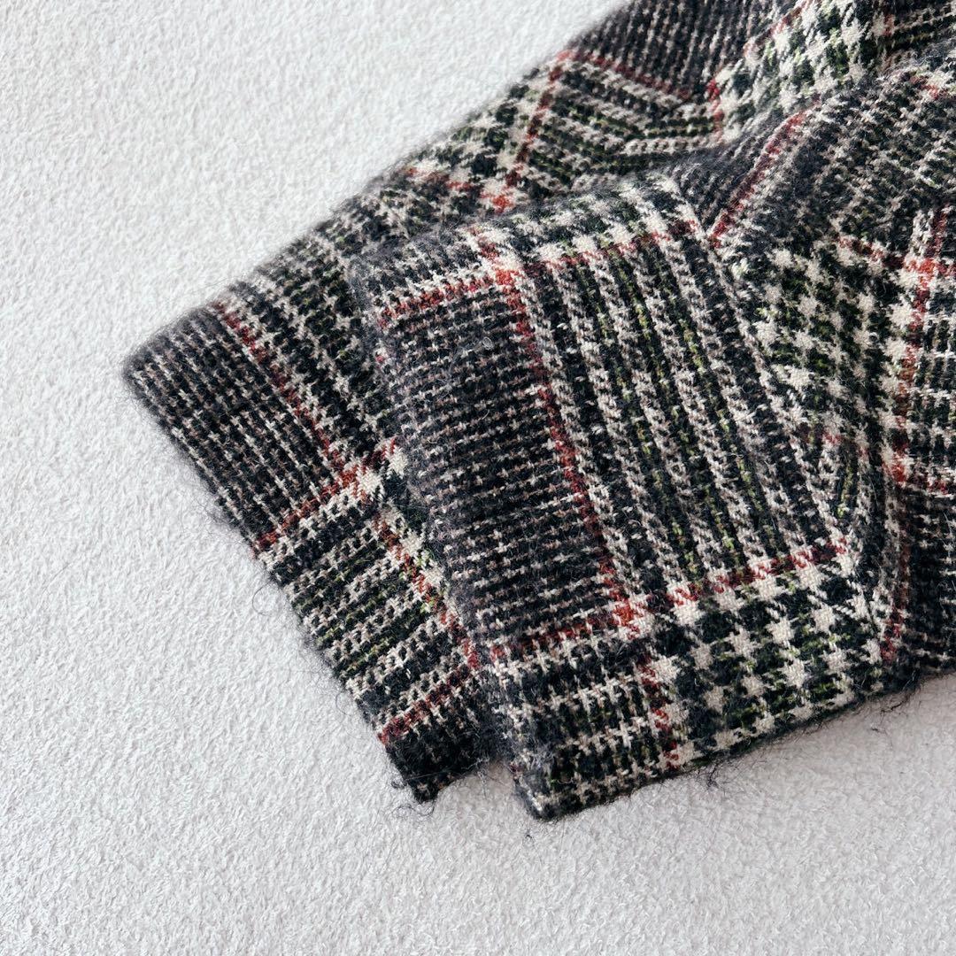 別注✨ TICCA チェックテントコート　ロング　ダブルブレスト　モヘヤアルパカ