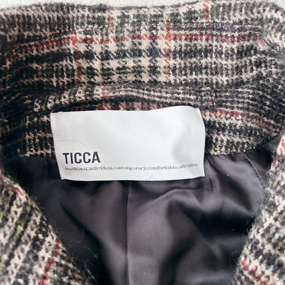 別注✨ TICCA チェックテントコート　ロング　ダブルブレスト　モヘヤアルパカ