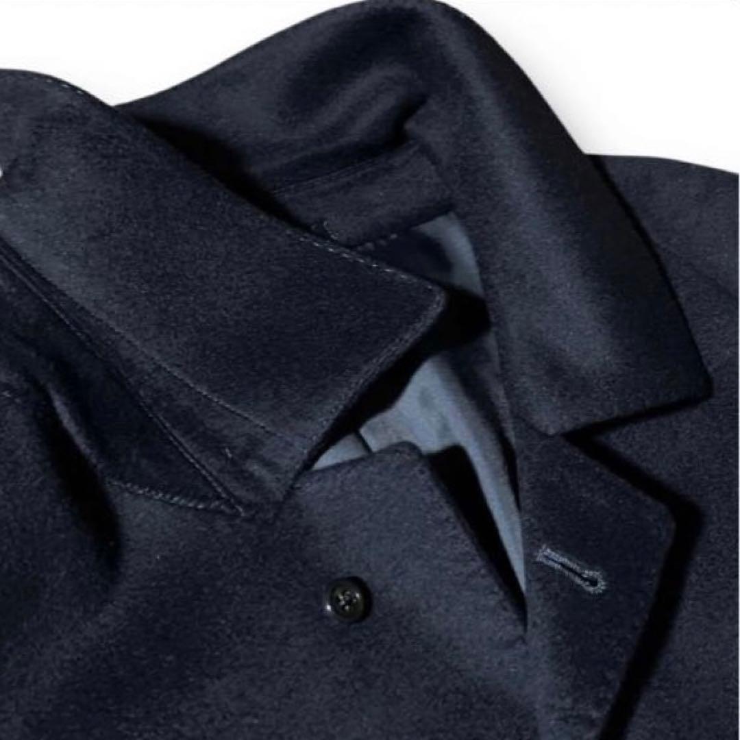 26万 XXL カシミヤ 100% バルマカーン コート コロンボ ネイビー