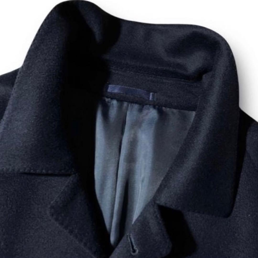 26万 XXL カシミヤ 100% バルマカーン コート コロンボ ネイビー