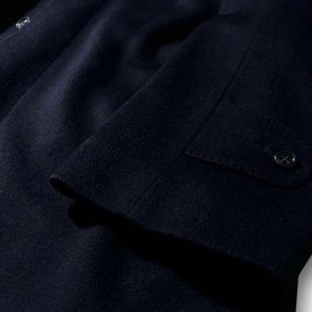 26万 XXL カシミヤ 100% バルマカーン コート コロンボ ネイビー