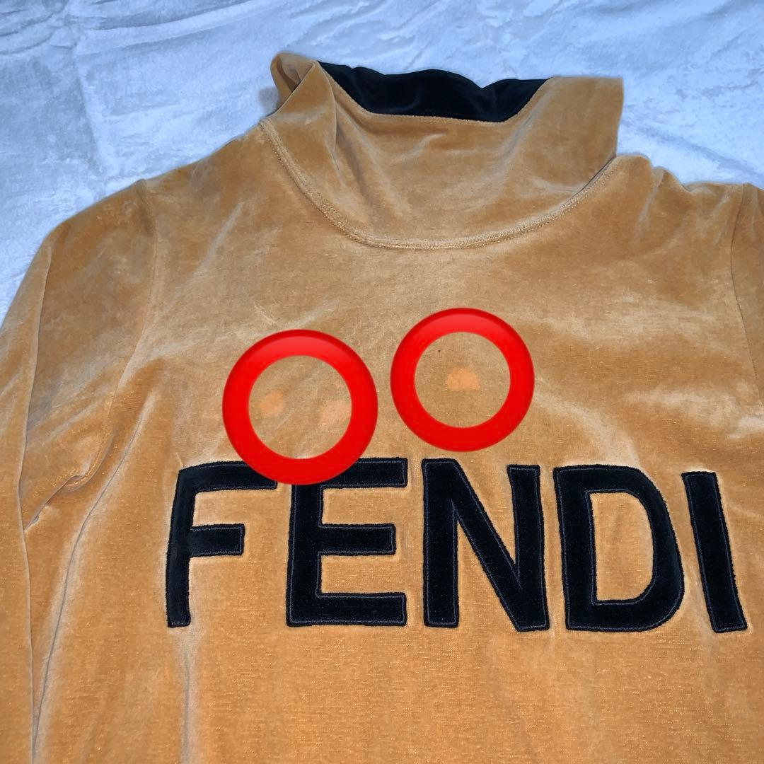 FENDIフェンディロゴベロアフードパーカーワンピース黒ベージュトップス　38