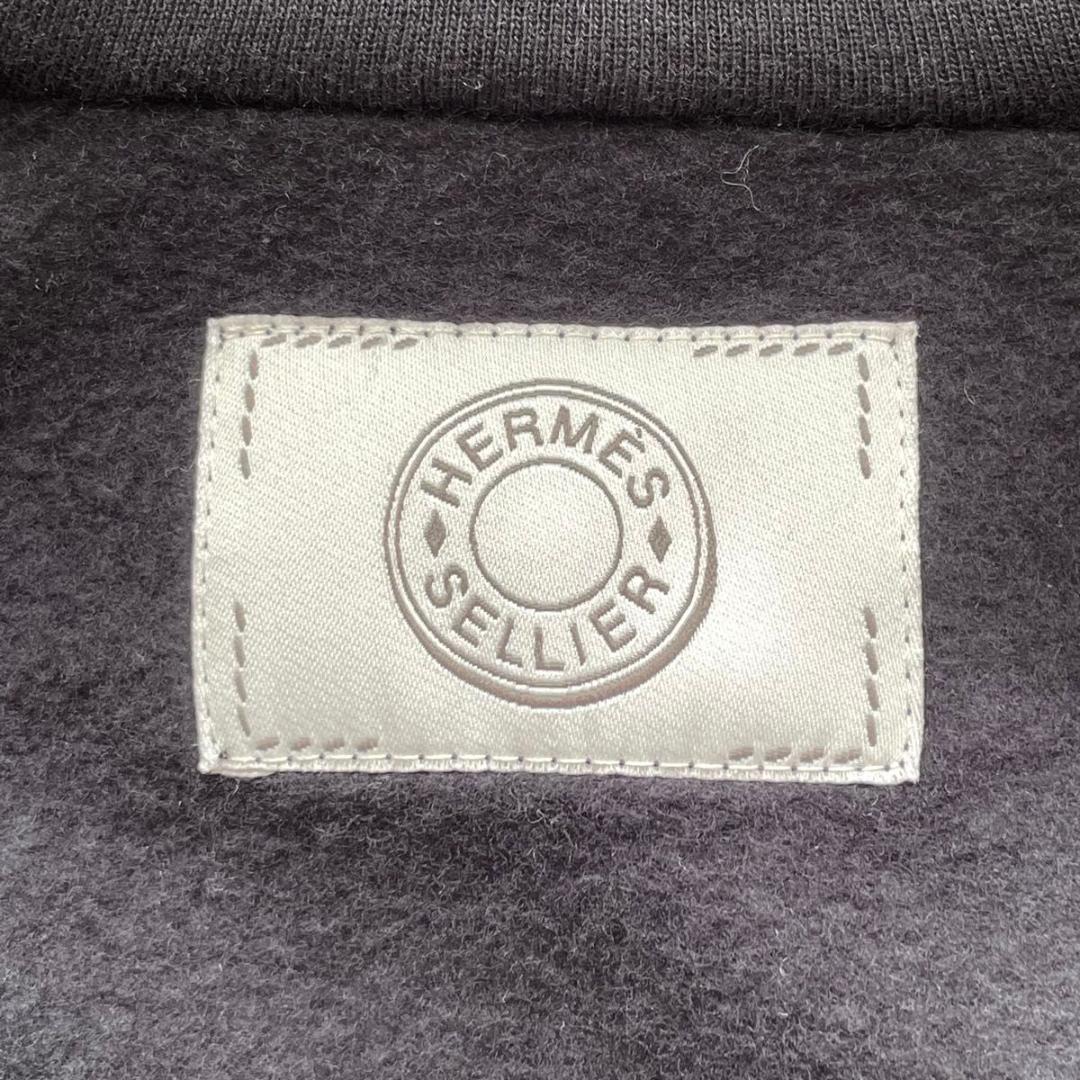 【新品同様】HERMES ハーフジップパーカー ブラック Lサイズ　セリエボタン