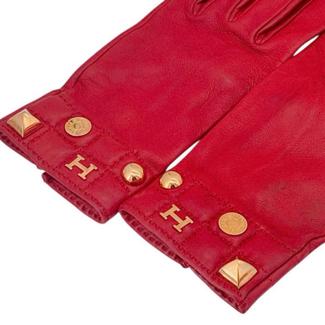 希少エルメス/レザーグローブ/手袋/セリエ メドール/ゴールド金具/7.5