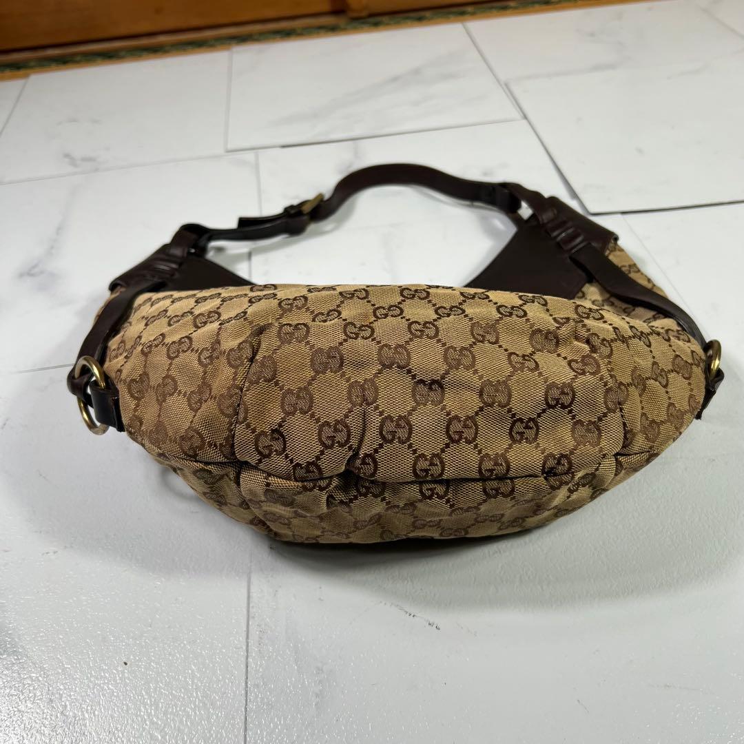 GUCCI グッチ ワンショルダーバッグ 三日月型　GG柄 レザー×キャンバス