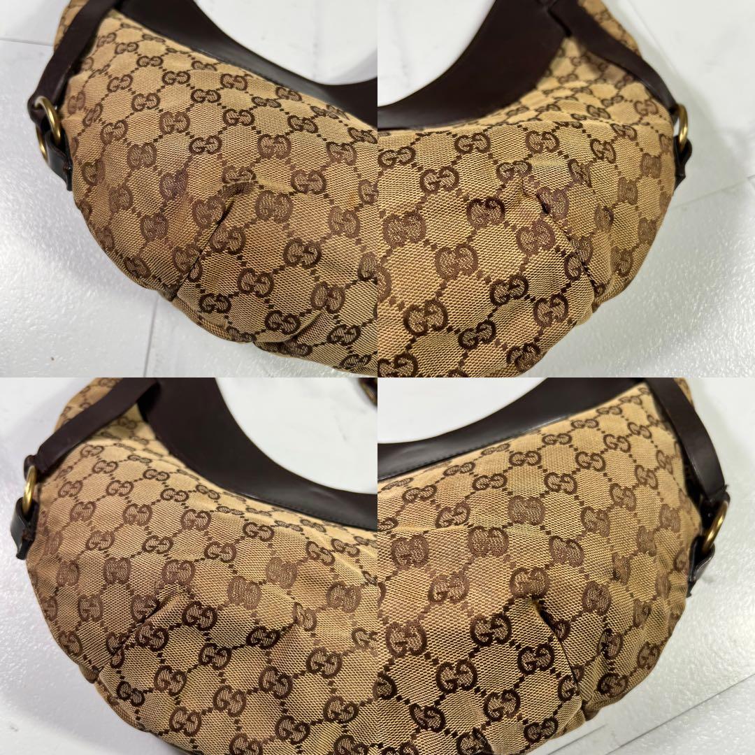 GUCCI グッチ ワンショルダーバッグ 三日月型　GG柄 レザー×キャンバス