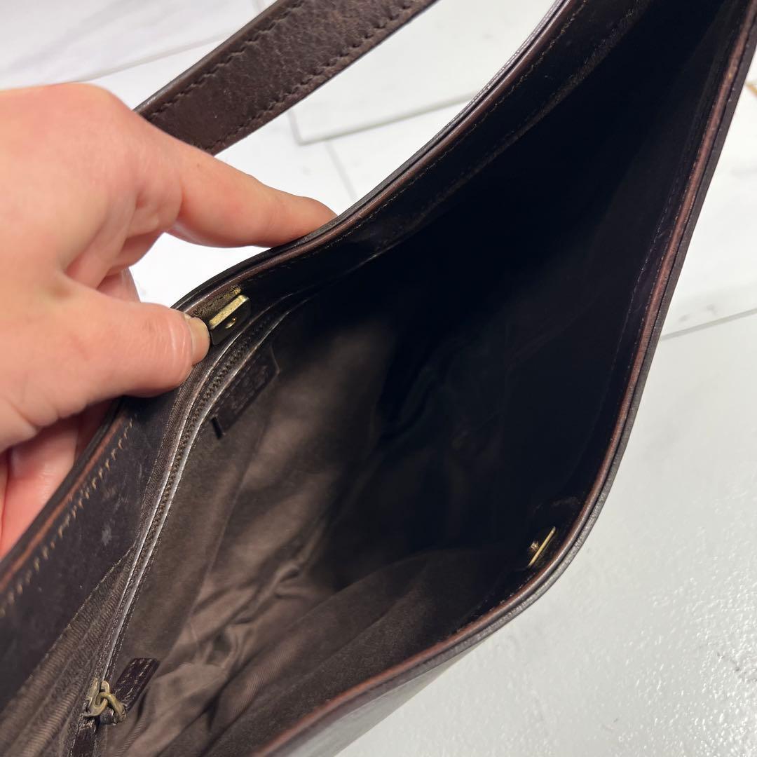 GUCCI グッチ ワンショルダーバッグ 三日月型　GG柄 レザー×キャンバス