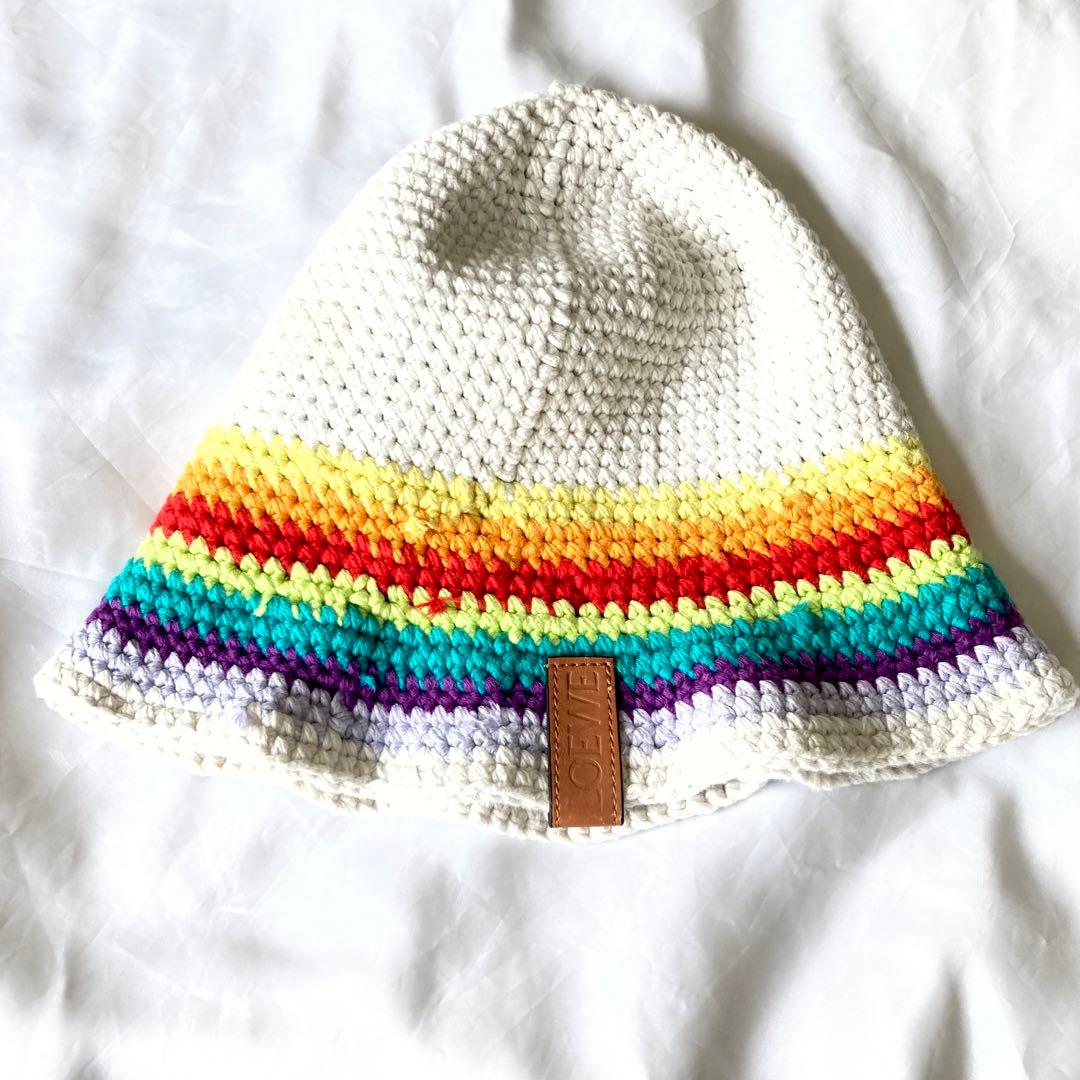 美品　完売品　LOEWE ロエベ　クロシェット　ハット　コットン&カーフ　ニット