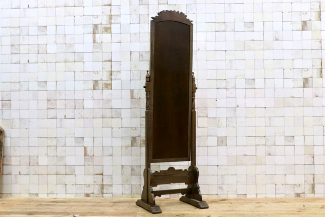 GMHH406○神戸家具 アンティーク スタンドミラー 姿見 全身鏡 ミラー