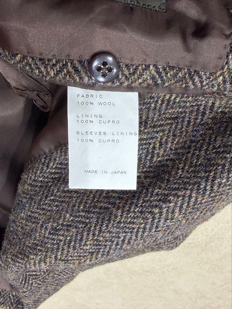 RING JACKET製　ハリスツイード　ブラウンヘリンボーンジャケット