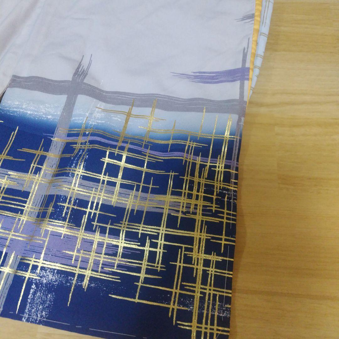 日本舞踊用衣装 明るいグレー地 青金 グラデーション　裾引き