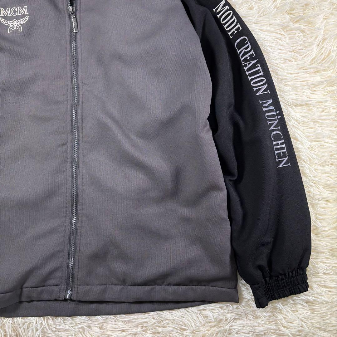 MCM ジャージ セットアップ ロゴ刺繍 フリース裏地 グレー M アーム刺繍