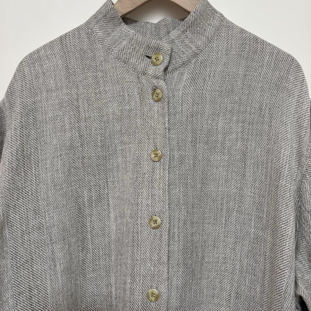 Linenva スタンドカラーコート グレー