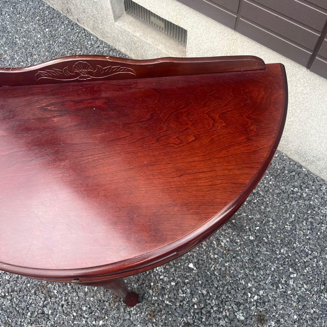 フジ　猫脚コンソール 引き出し付　ハーフムーンテーブル