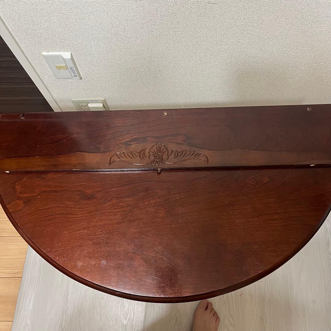 フジ　猫脚コンソール 引き出し付　ハーフムーンテーブル