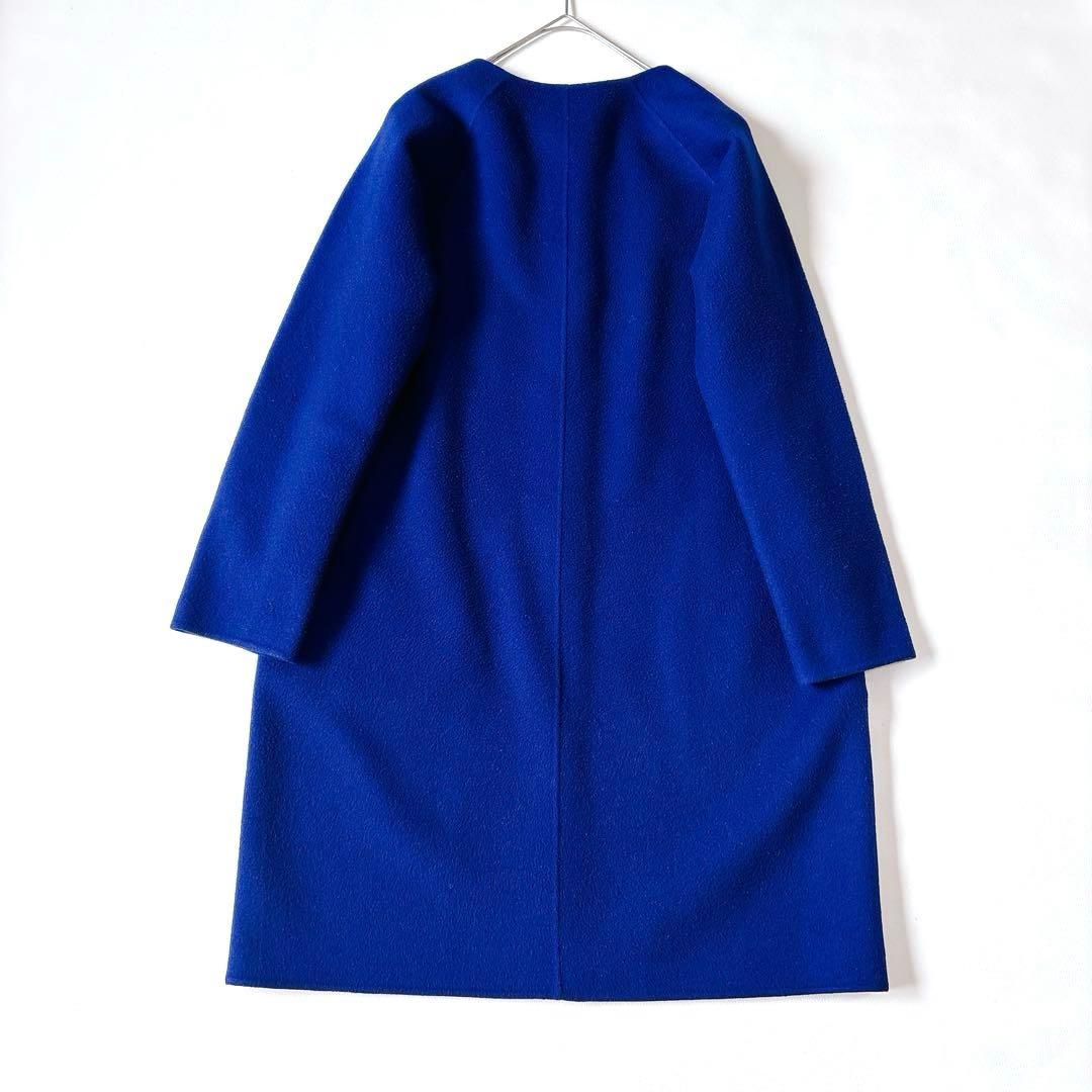 【カシミヤ混】美品♡セオリー Rounded Coat ノーカラーコート M 紺