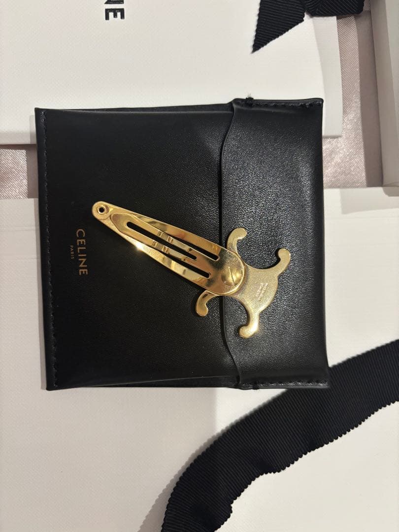 CELINEスナップヘアクリップ2つセット/ゴールドフィニッシュブラス＆スチール