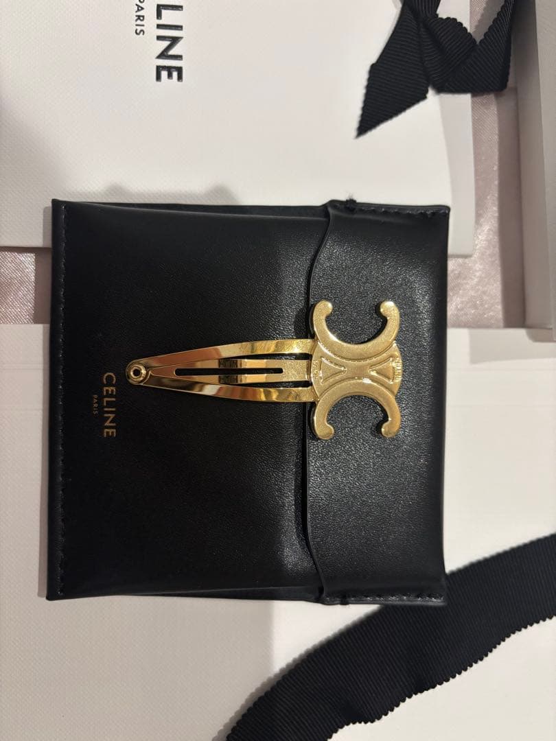 CELINEスナップヘアクリップ2つセット/ゴールドフィニッシュブラス＆スチール