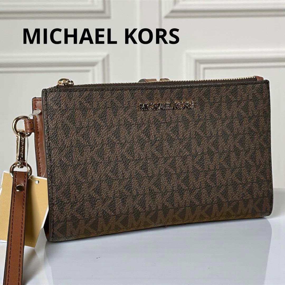 新品 正規品 マイケルコース 長財布 スマホ ポケット付 ブラウン MK