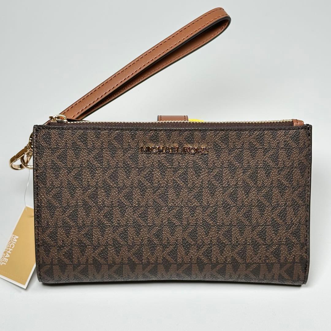 新品 正規品 マイケルコース 長財布 スマホ ポケット付 ブラウン MK