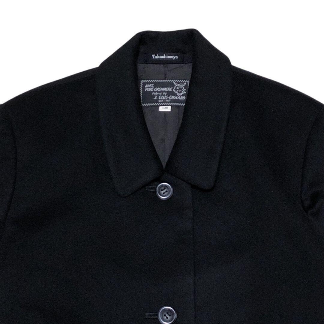 極美品 最高級カシミヤ100%✨高島屋 ステンカラーコート ロング 黒 11