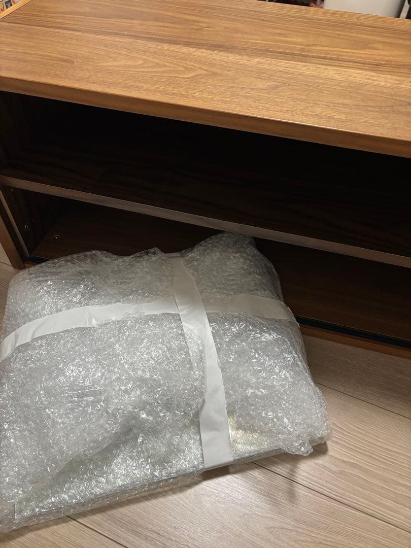 無印良品　スチールユニットシェルフ用・ボックス・ガラス引き戸・ウォールナット材