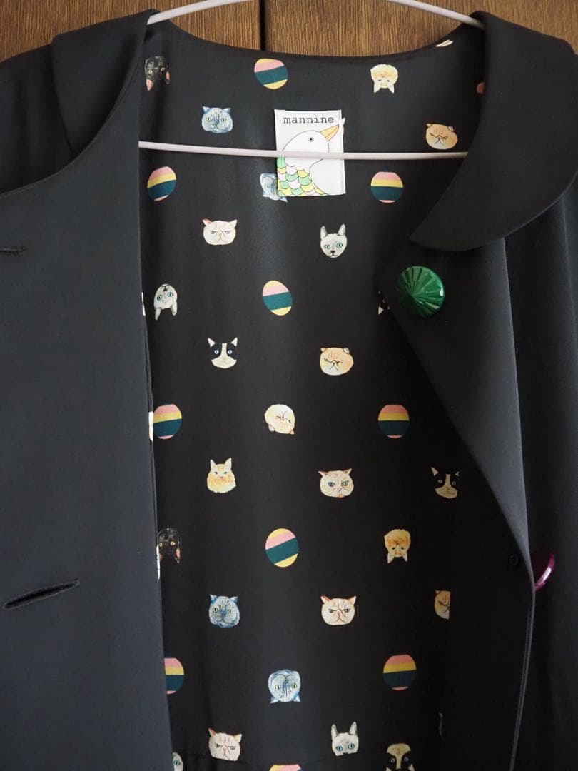 mannine ブラック ロングコート