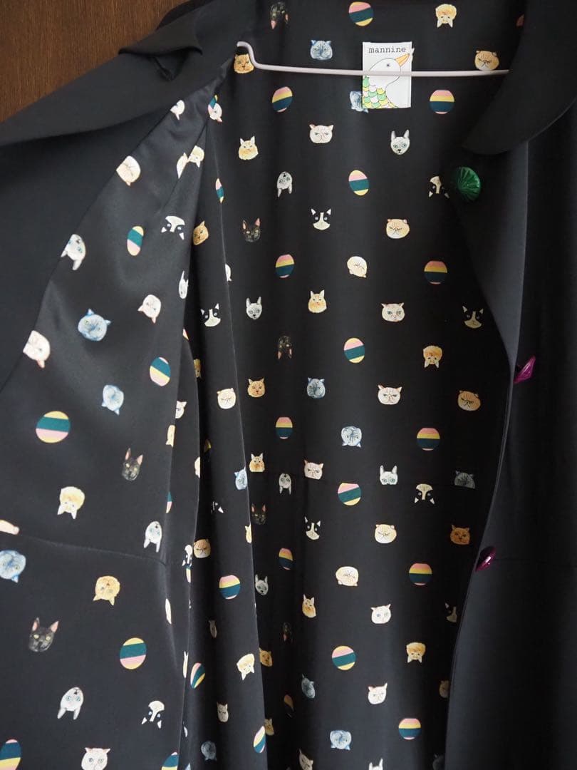 mannine ブラック ロングコート