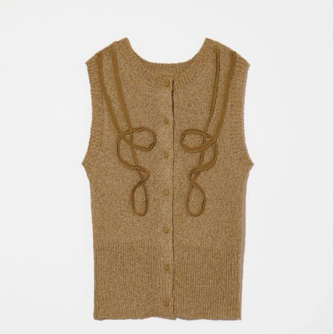 Eaphi TAPE EMBROIDERY MIX KNIT ブラウン