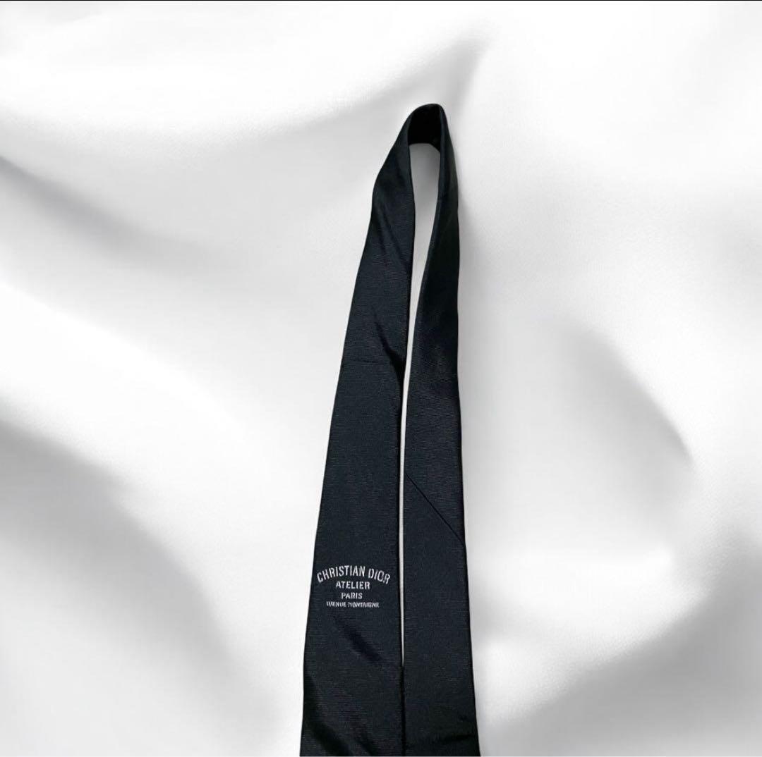 Dior ディオールオム　ネクタイ　黒　アトリエ　ATELIER ロゴ ソリッド