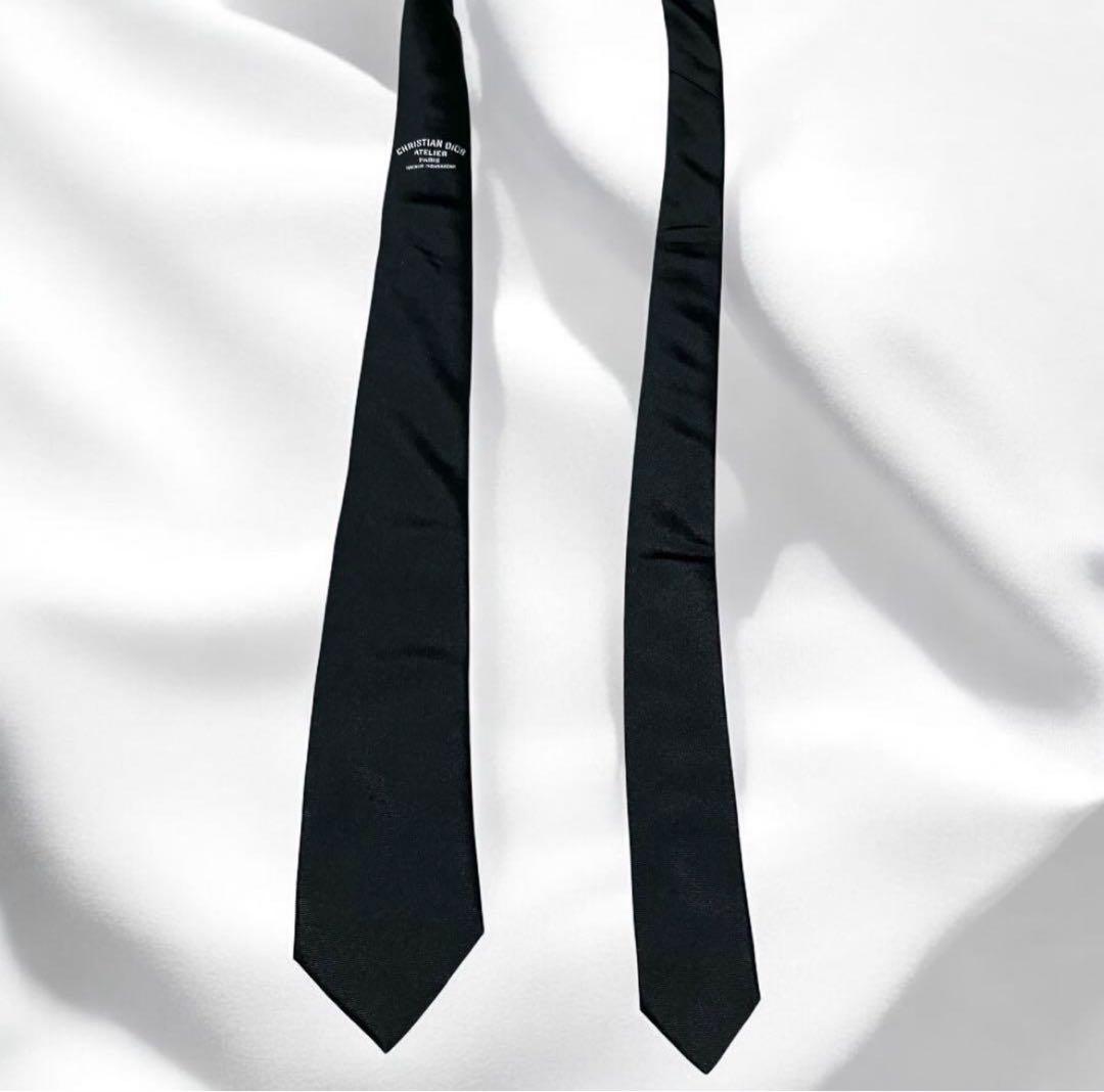 Dior ディオールオム　ネクタイ　黒　アトリエ　ATELIER ロゴ ソリッド
