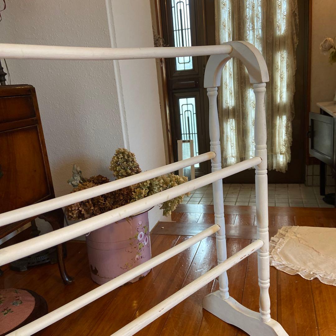 アンティーク キルトラック リネン掛け クロス ブランケット シャビーホワイト