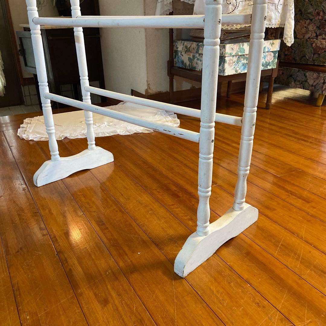 アンティーク キルトラック リネン掛け クロス ブランケット シャビーホワイト