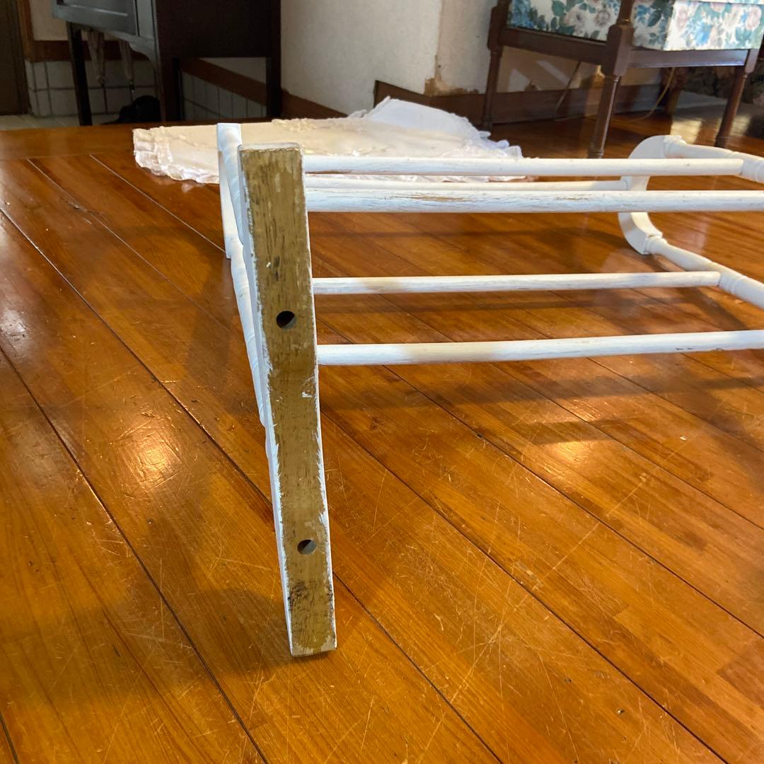 アンティーク キルトラック リネン掛け クロス ブランケット シャビーホワイト