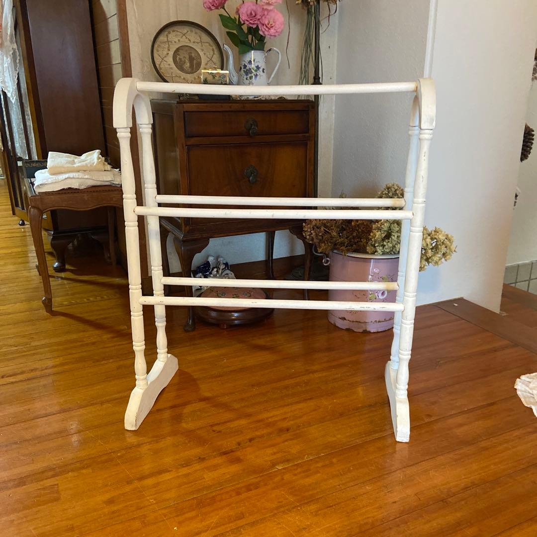 アンティーク キルトラック リネン掛け クロス ブランケット シャビーホワイト