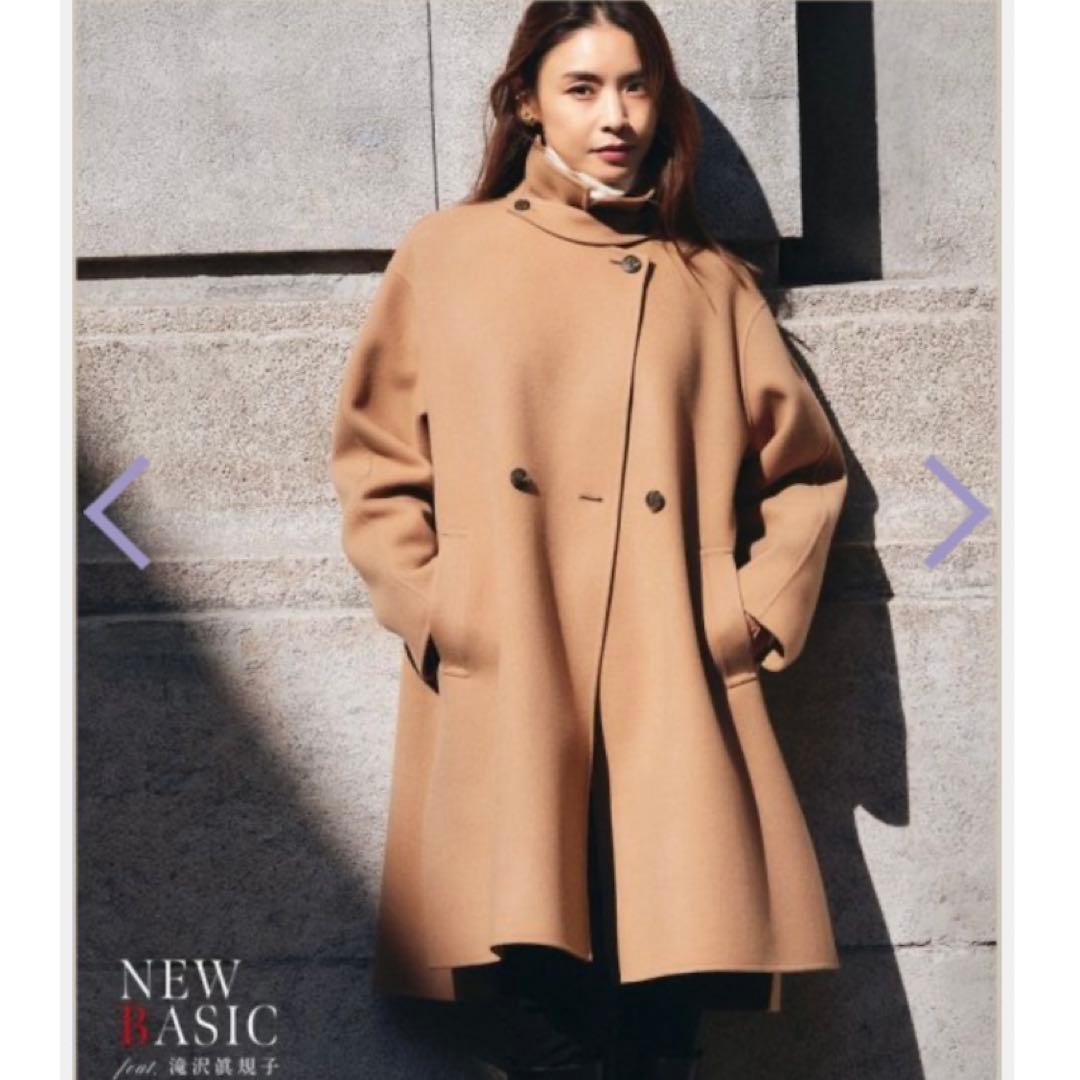 【大きいサイズ】23区　ウールリバーコート　滝沢眞規子さん着用　ブラック　44