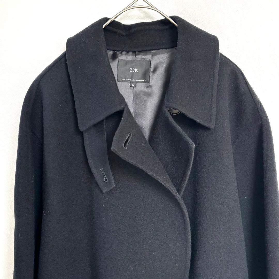 【大きいサイズ】23区　ウールリバーコート　滝沢眞規子さん着用　ブラック　44
