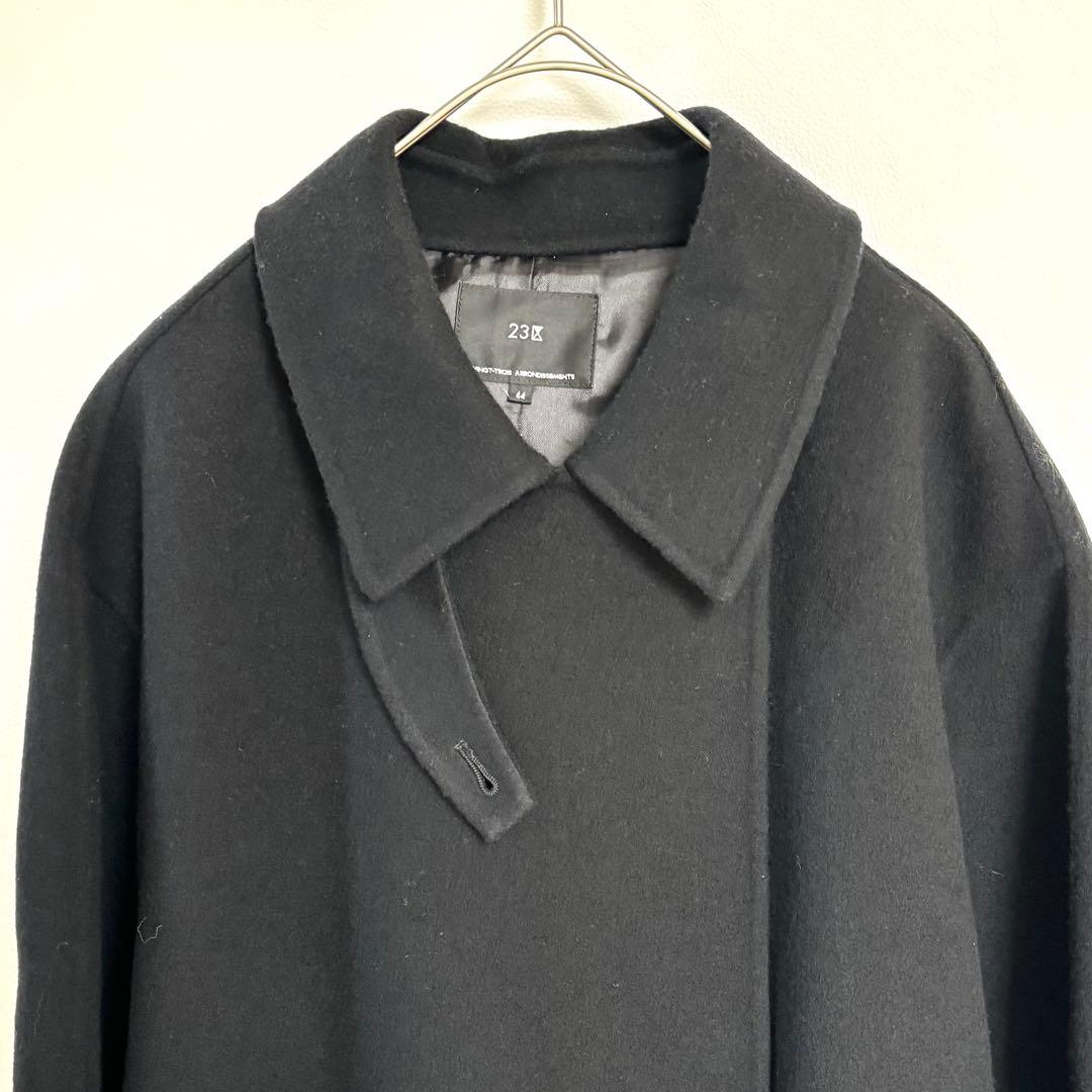 【大きいサイズ】23区　ウールリバーコート　滝沢眞規子さん着用　ブラック　44