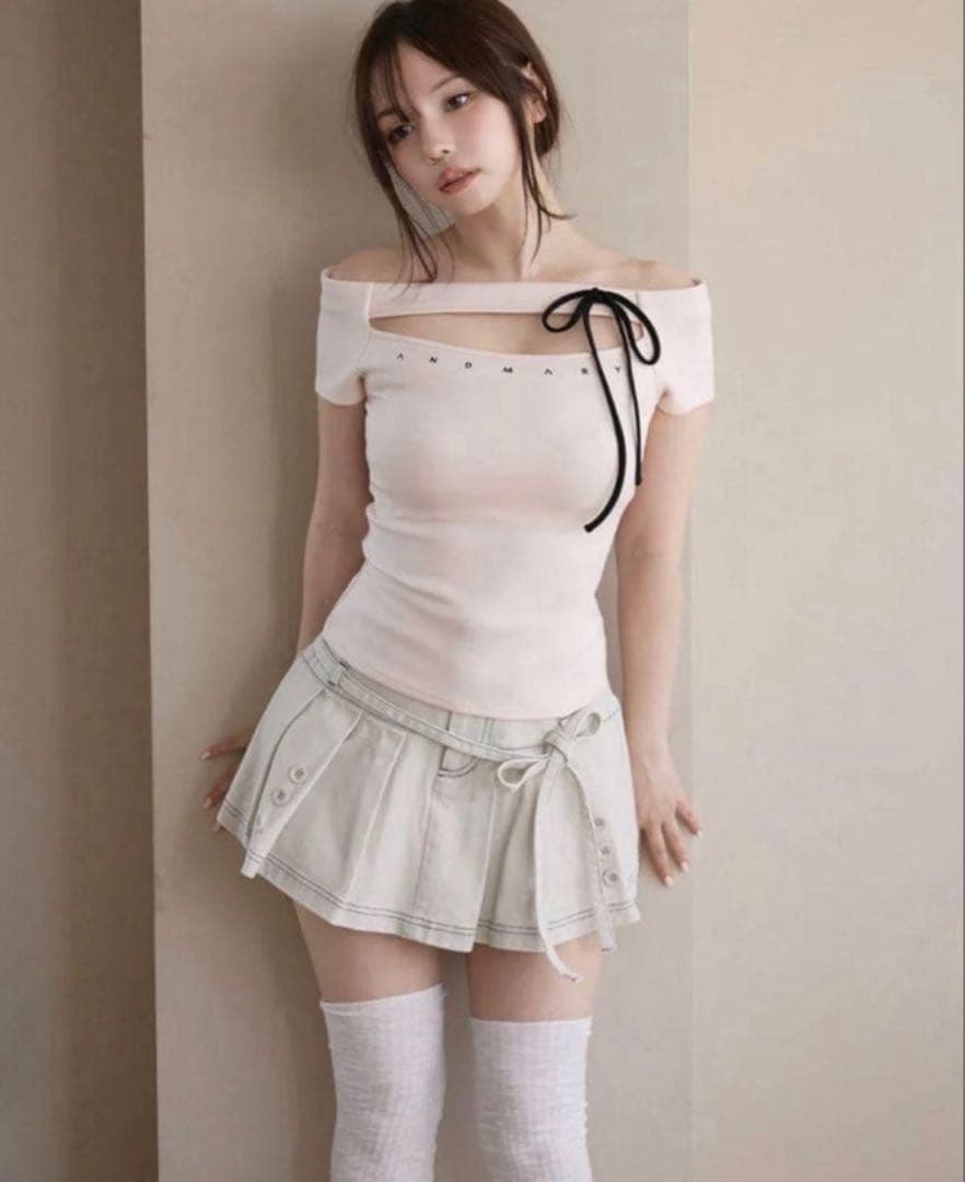 スカート ANDMARY Kika button mini skirt