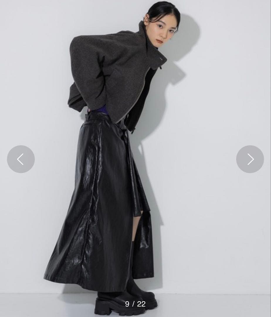 STUDIOUS スタンドカラーウールブルゾン　ダークグレー