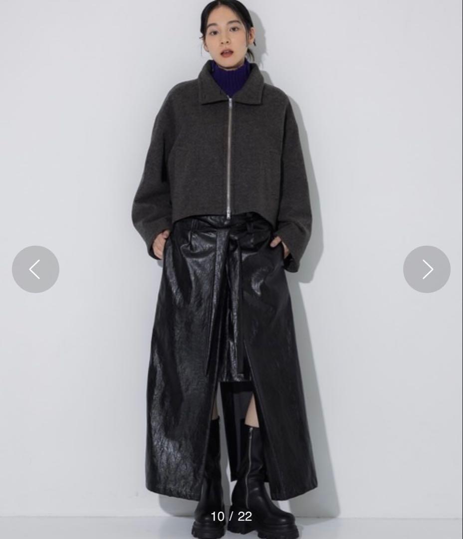 STUDIOUS スタンドカラーウールブルゾン　ダークグレー