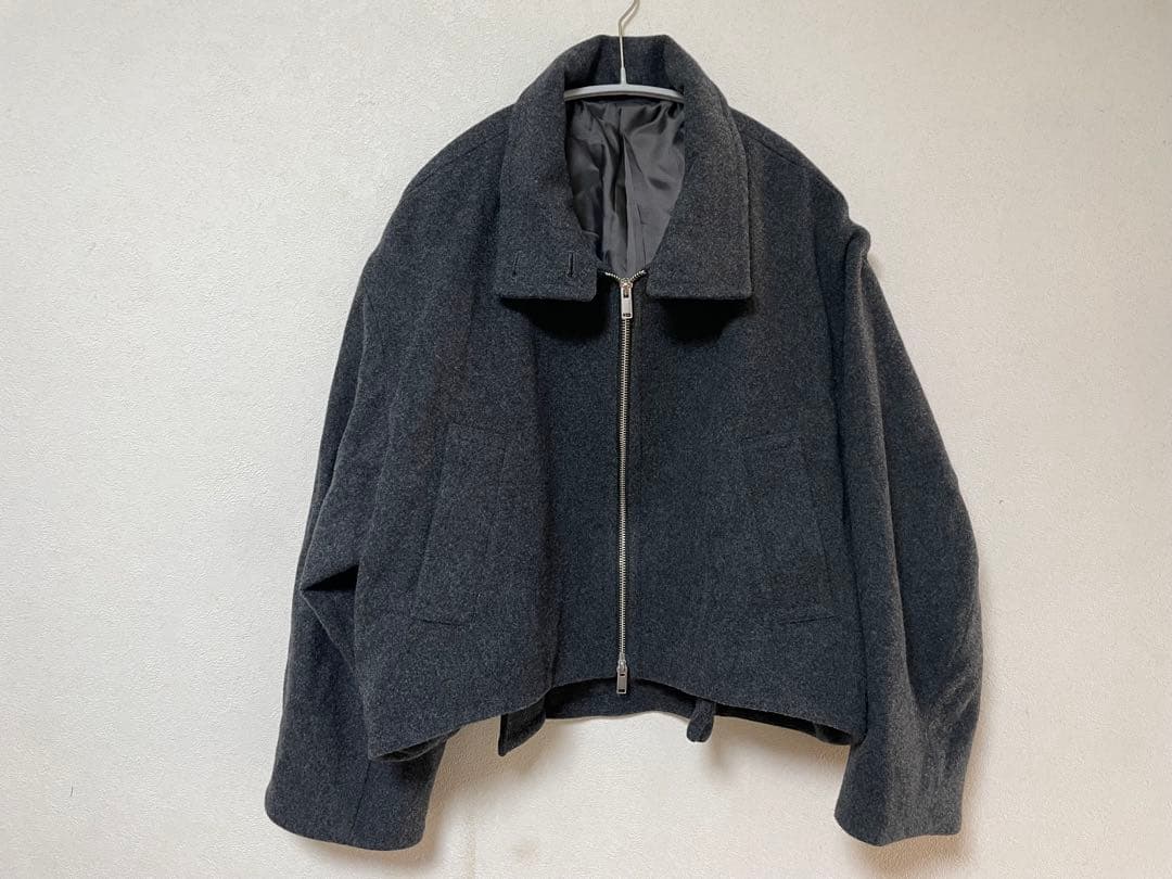 STUDIOUS スタンドカラーウールブルゾン　ダークグレー
