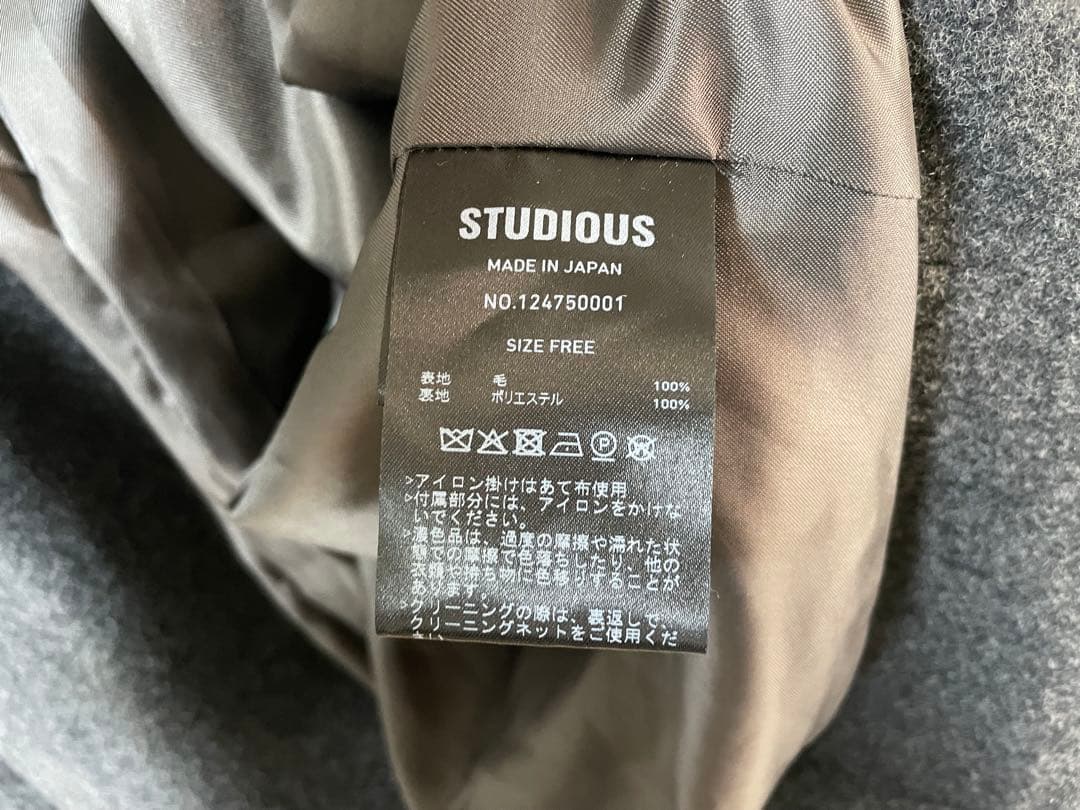 STUDIOUS スタンドカラーウールブルゾン　ダークグレー