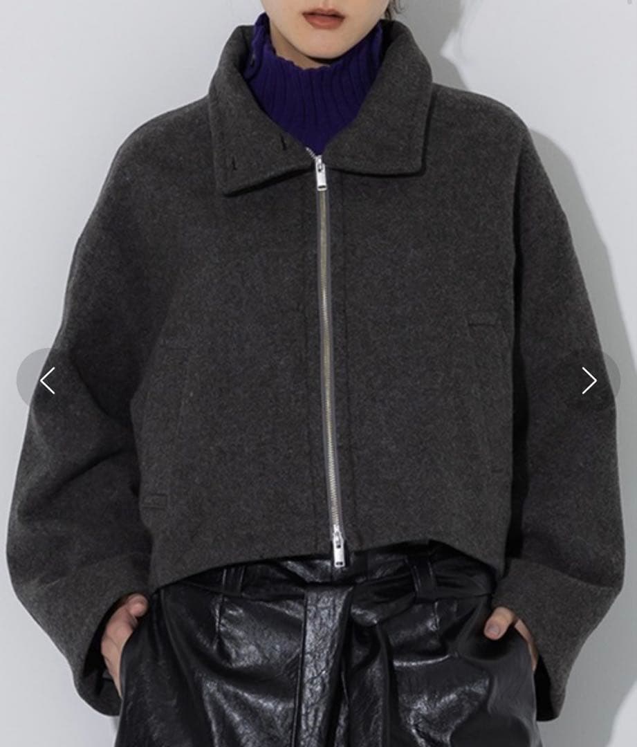 STUDIOUS スタンドカラーウールブルゾン　ダークグレー