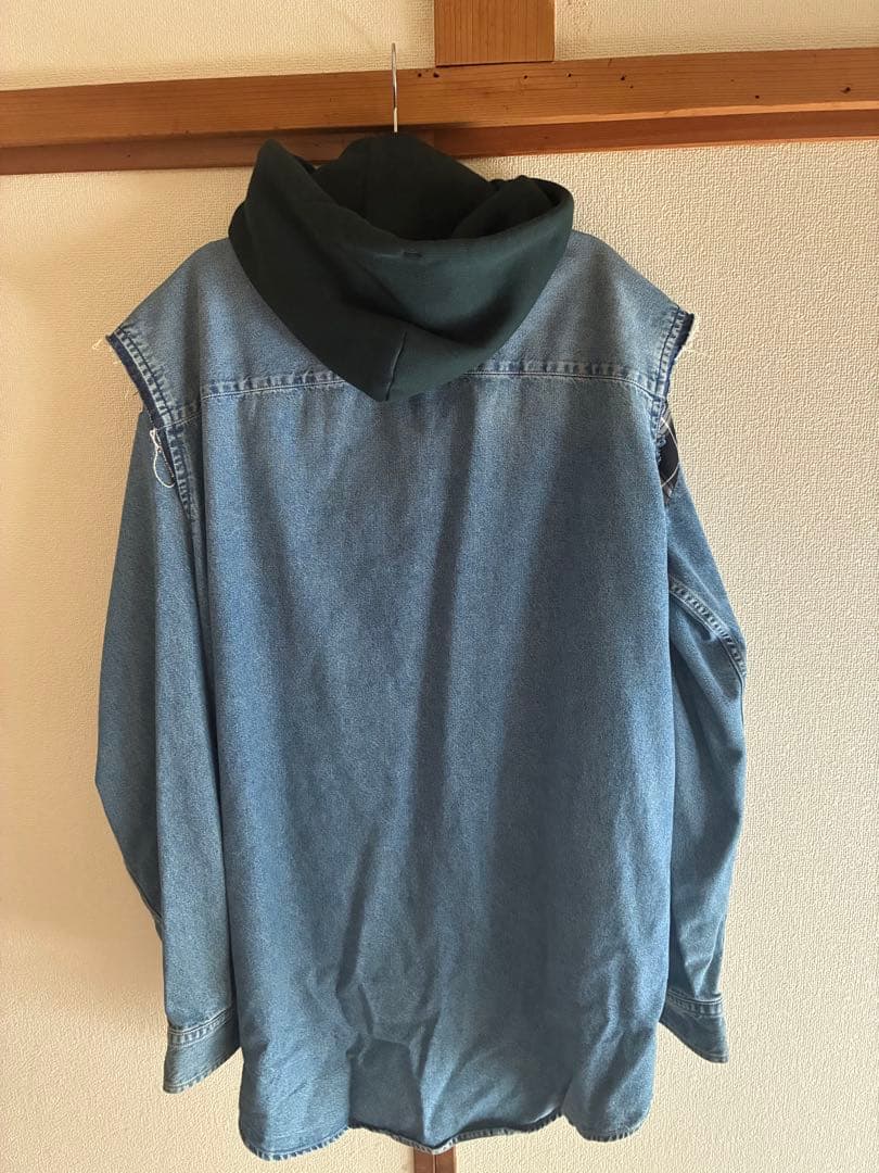 BALENCIAGAバレンシアガツインセット レイヤードデニム切替チェックシャツ