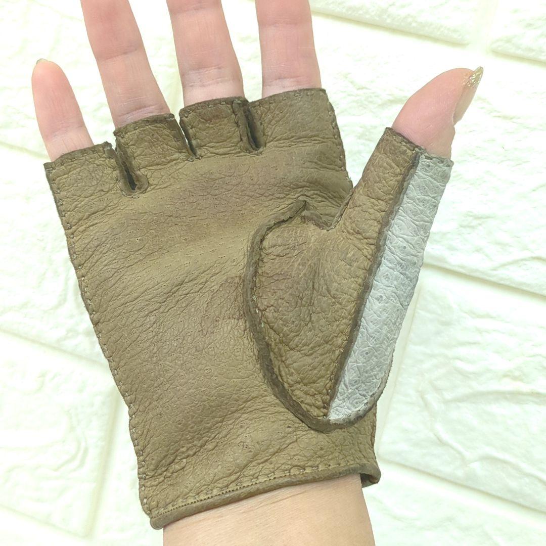 HERMES エルメス　ドライビング　グローブ　ブラウン　ベージュ　６ 1/2