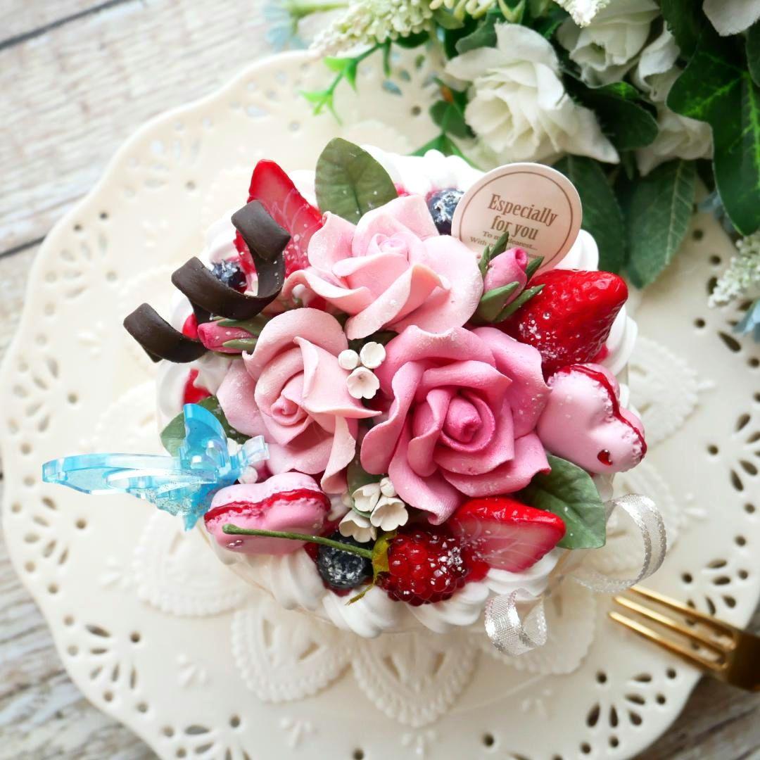 【＊さおり＊様】フェイクスイーツ◆ピンクローズ溢れる♡贅沢苺デコレーションケーキ