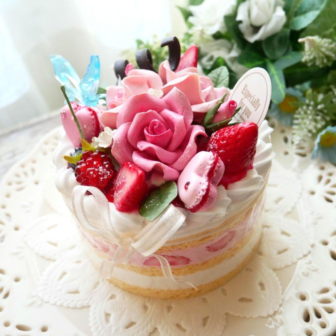 【＊さおり＊様】フェイクスイーツ◆ピンクローズ溢れる♡贅沢苺デコレーションケーキ