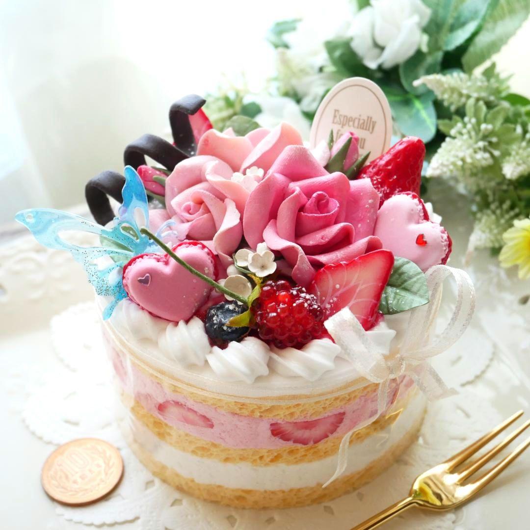 【＊さおり＊様】フェイクスイーツ◆ピンクローズ溢れる♡贅沢苺デコレーションケーキ