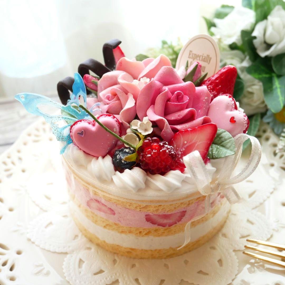 【＊さおり＊様】フェイクスイーツ◆ピンクローズ溢れる♡贅沢苺デコレーションケーキ